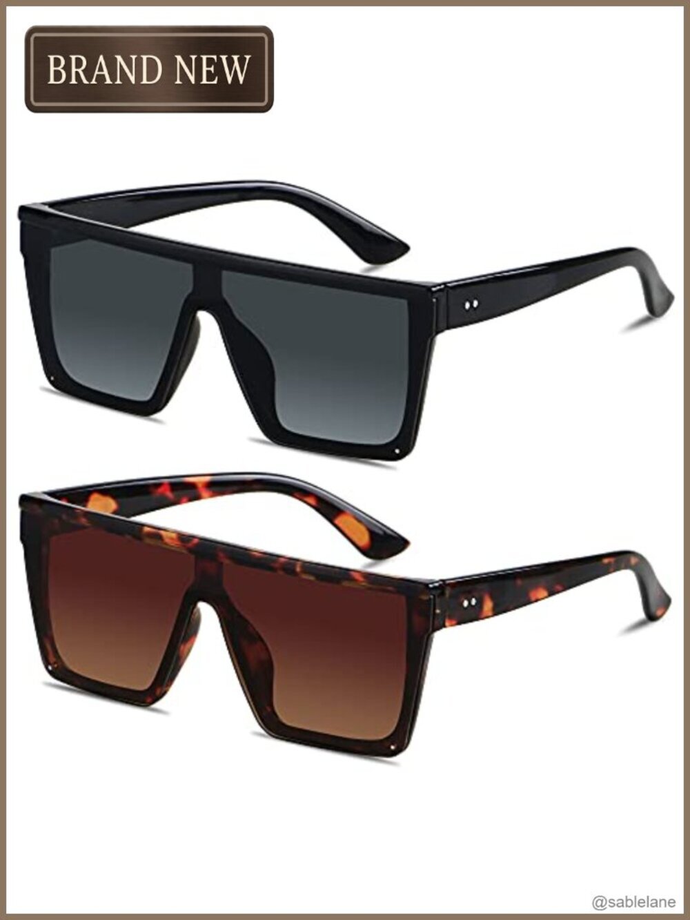 Oversized Flat Top Sunglasses Women Men UV400 Square